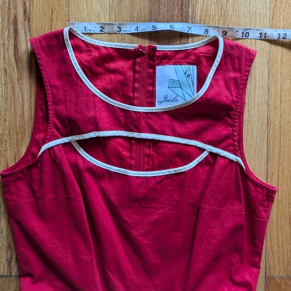 Red & White Peek-a-Boo Chest Dress - Picture 5 of 7